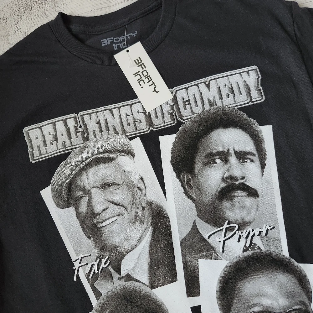 Black Graphic T-Shirt with Comedy Legends - Picture 5 of 6